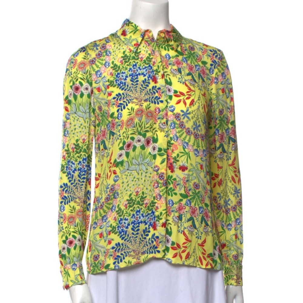 Alice + Olivia Yellow Floral Button Shirt